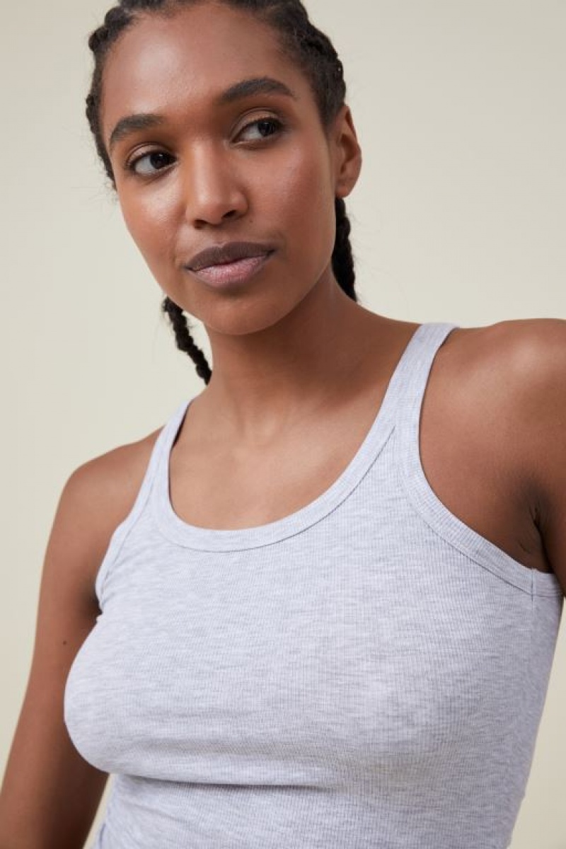Cotton On Staple Rib Scoop Neck Women's Tanks Grey | 16nGoL0C00F