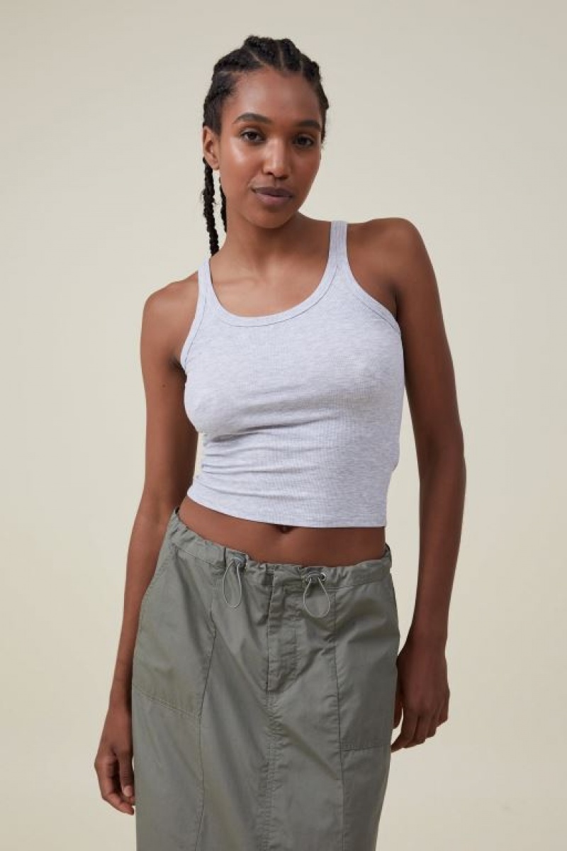 Cotton On Staple Rib Scoop Neck Women\'s Tanks Grey | 16nGoL0C00F