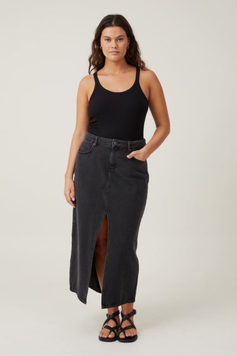 Cotton On Staple Rib Scoop Neck Women's Tanks Black | 871b86JabGa