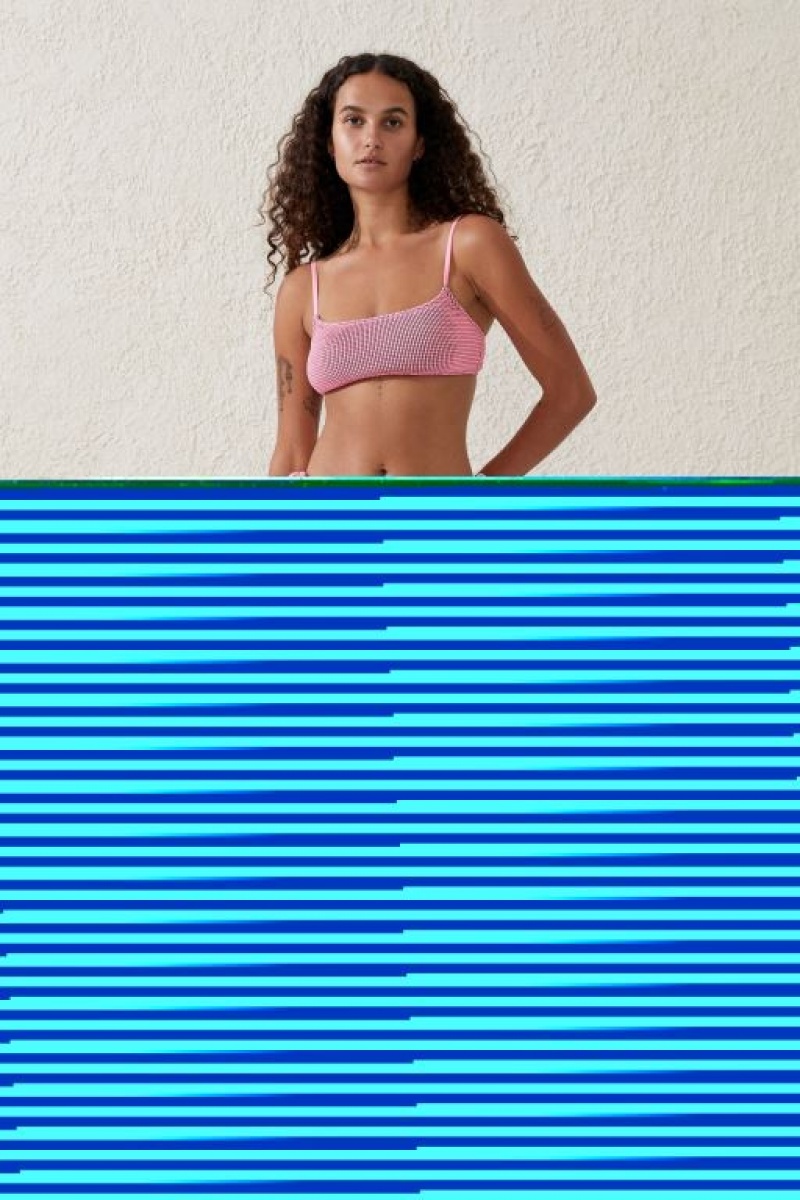 Cotton On Straight Neck Crop Women's Bikini Tops Black | KRpzJ1PM3I2
