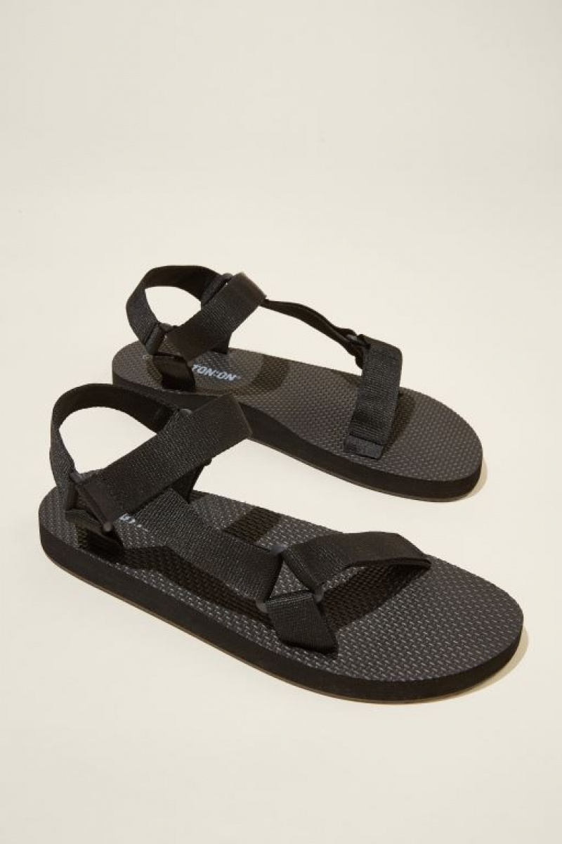 Cotton On Strap Men's Sandals Black | PHMJ5ZY4Gcy