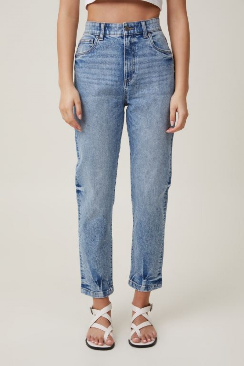 Cotton On Stretch Mom Jean Women's Pants Blue | gLjurliHyyB
