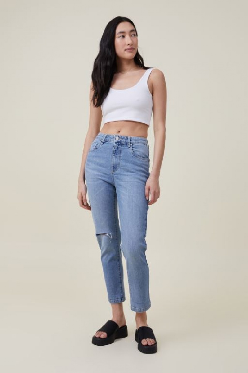 Cotton On Stretch Mom Jean Women's Pants Blue | YxvGyrB8B2k