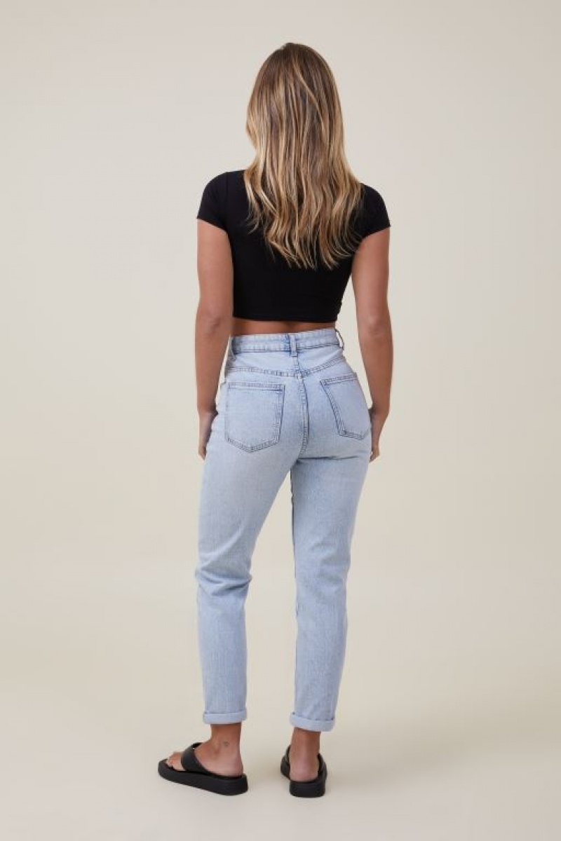 Cotton On Stretch Mom Jean Women's Pants Blue | lOy0BRjqv8m