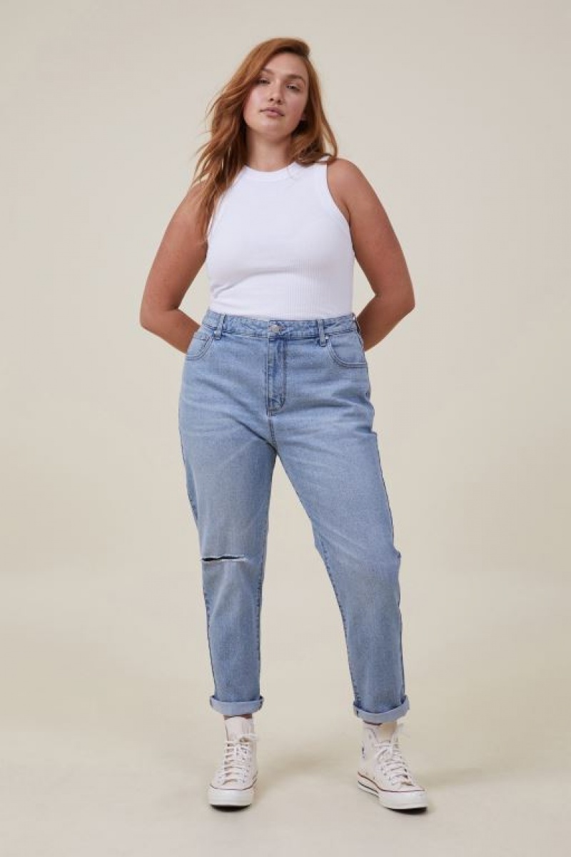 Cotton On Stretch Mom Women\'s Jeans Blue | nhGHV9oYaQ0