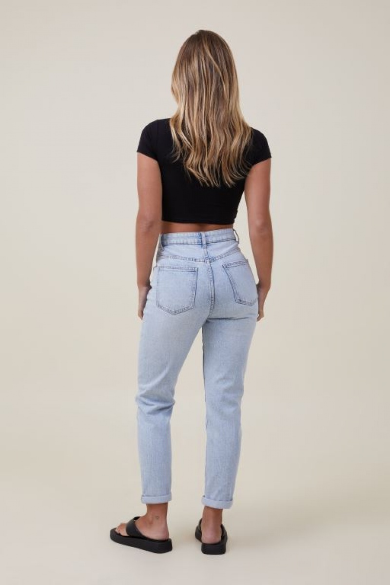 Cotton On Stretch Mom Women's Jeans Blue | 8Bcn8kEpAsC
