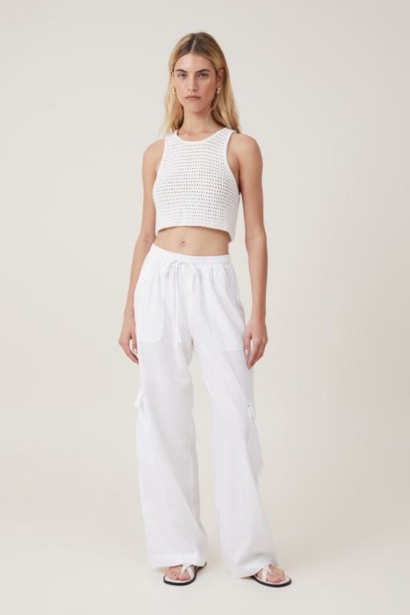 Cotton On Summer Knit Crochet Tank Women's Knitwear White | wwE6PGnrIPL