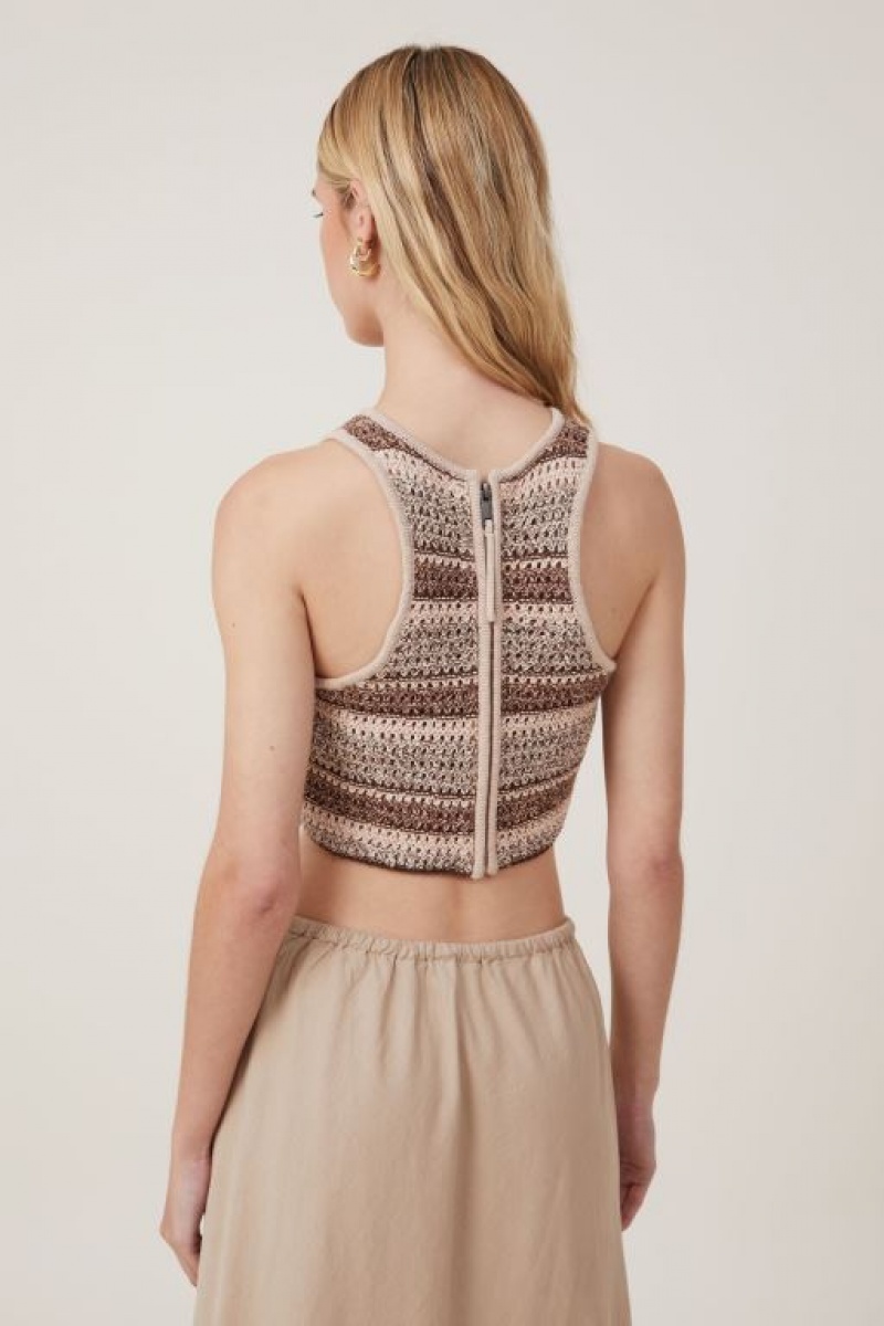 Cotton On Summer Knit Crochet Women's Tanks Neutral | AWdGb4QB8q7
