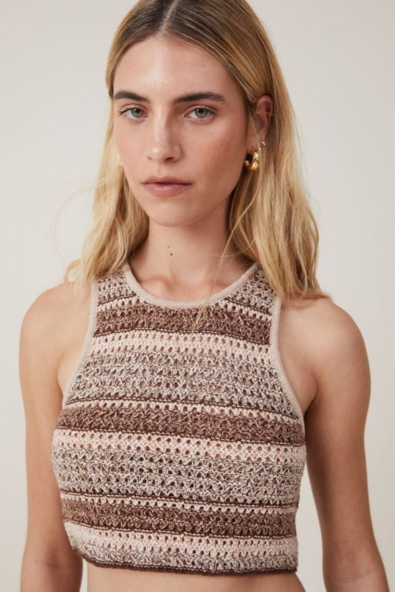 Cotton On Summer Knit Crochet Women\'s Tanks Neutral | AWdGb4QB8q7