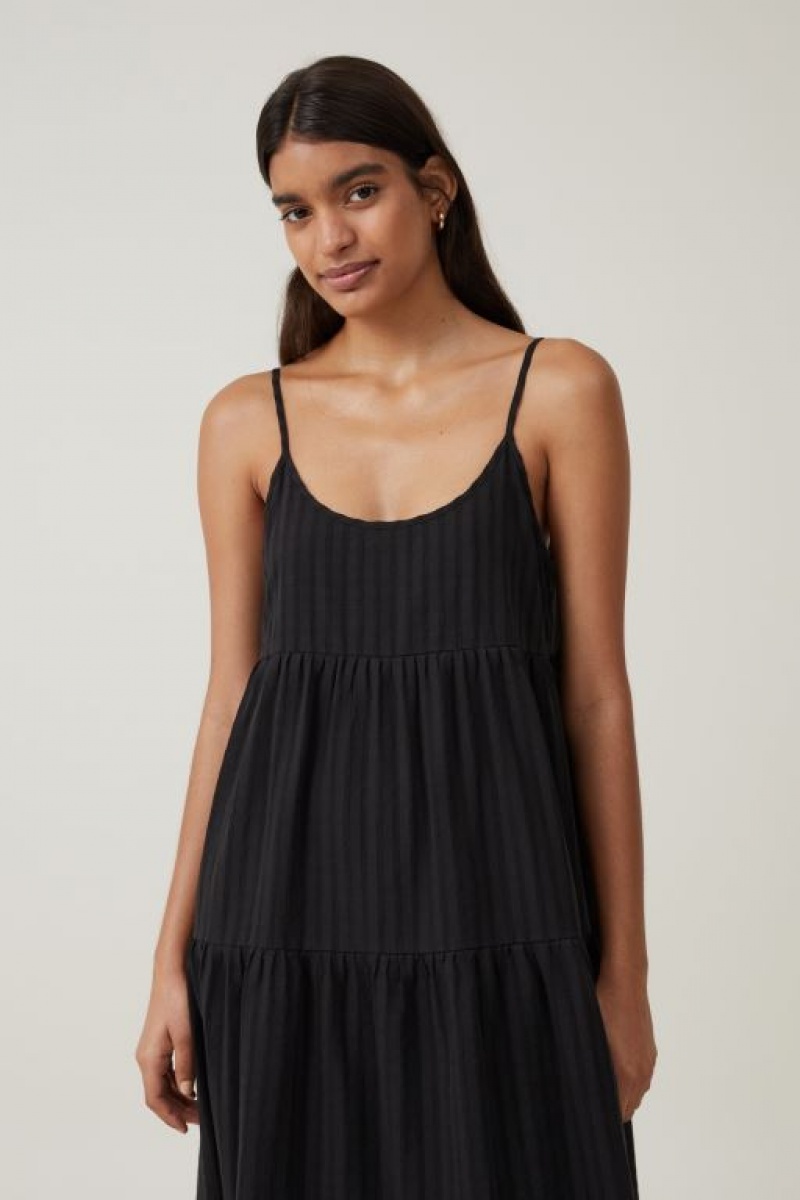 Cotton On Summer Tiered Women's Maxi Dress Black | dowFY1jwiKo