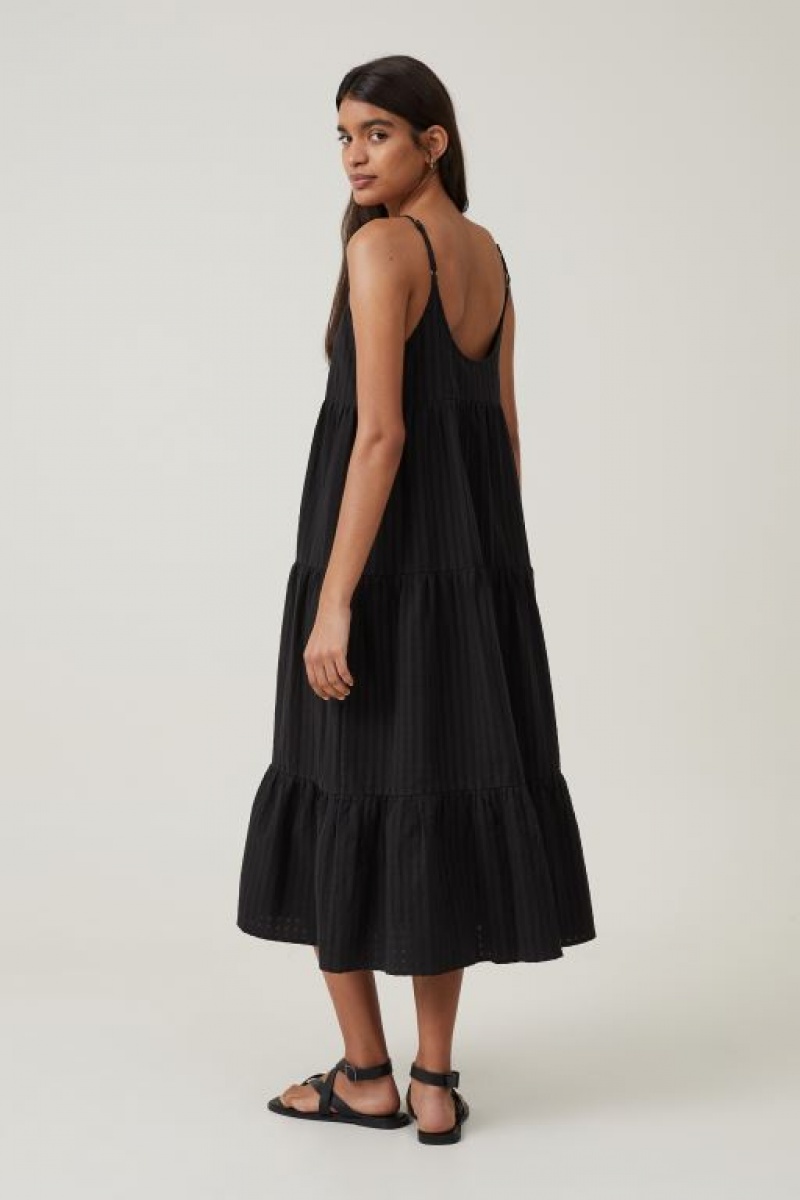 Cotton On Summer Tiered Women's Maxi Dress Black | dowFY1jwiKo