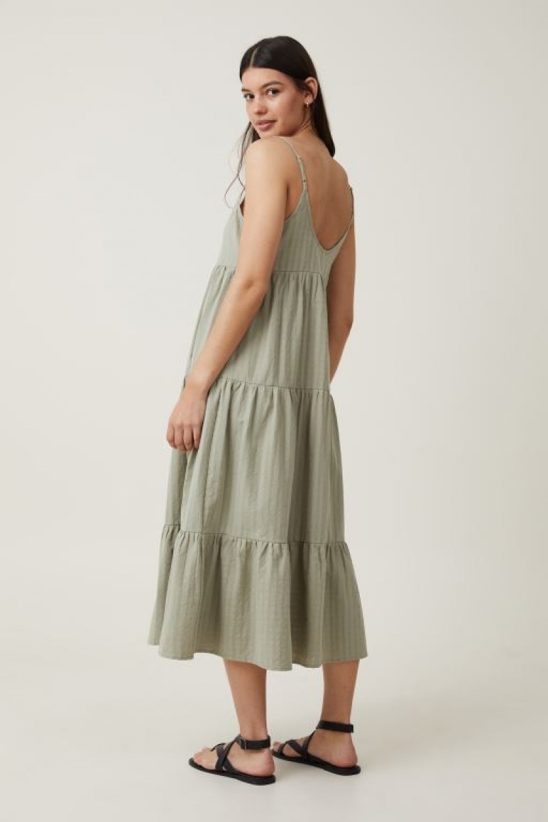 Cotton On Summer Tiered Women's Maxi Dress Olive | ixuCaN7dS9Y