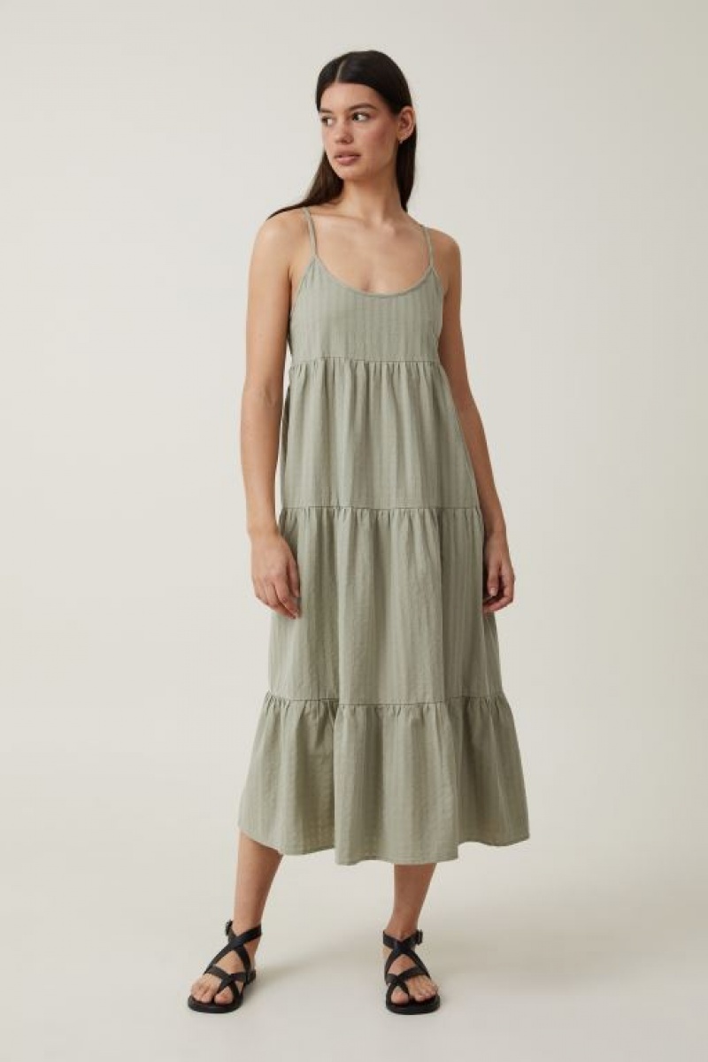 Cotton On Summer Tiered Women\'s Maxi Dress Olive | ixuCaN7dS9Y