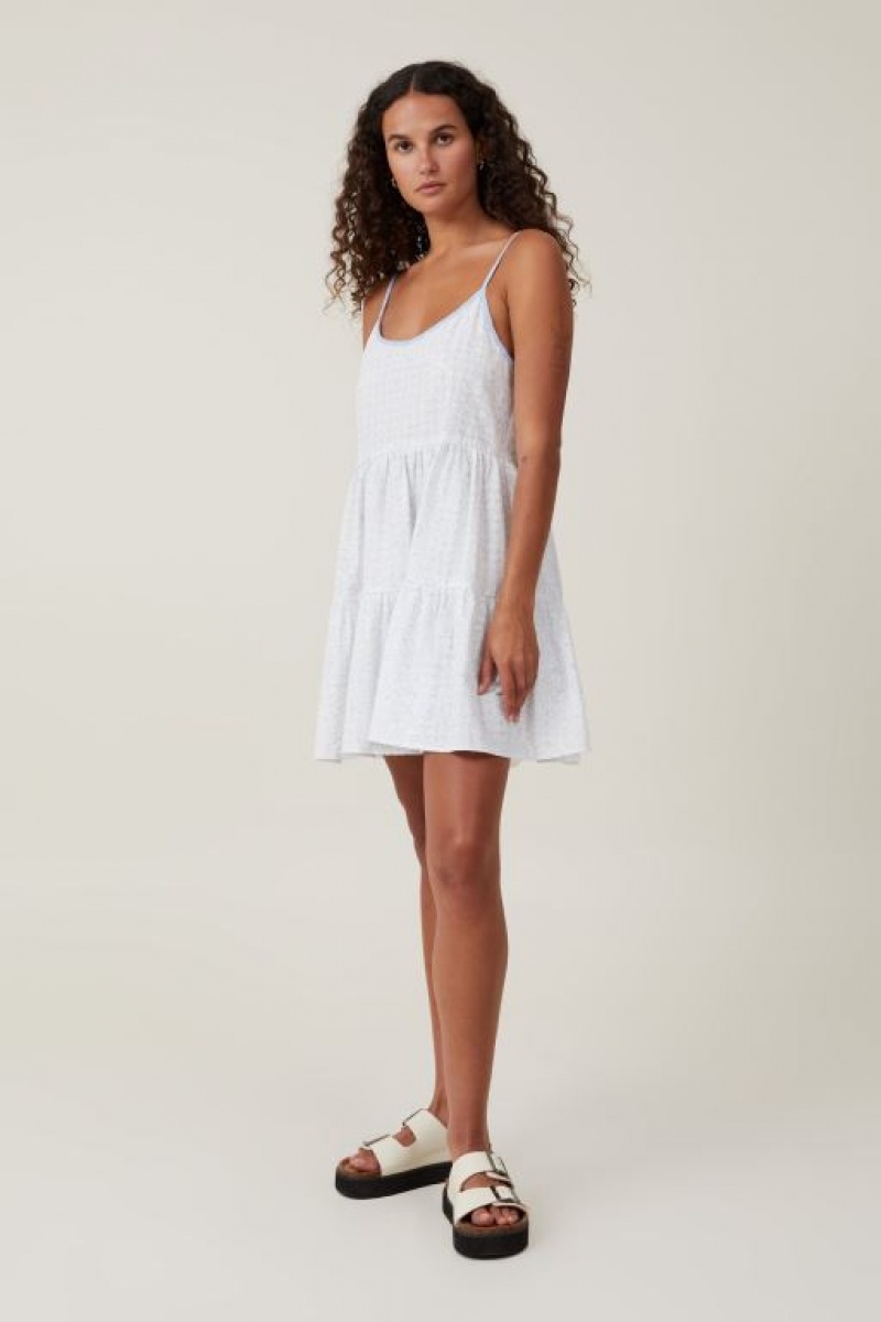Cotton On Summer Tiered Women's Mini Dress Blue | 9KMKBgdDn6k