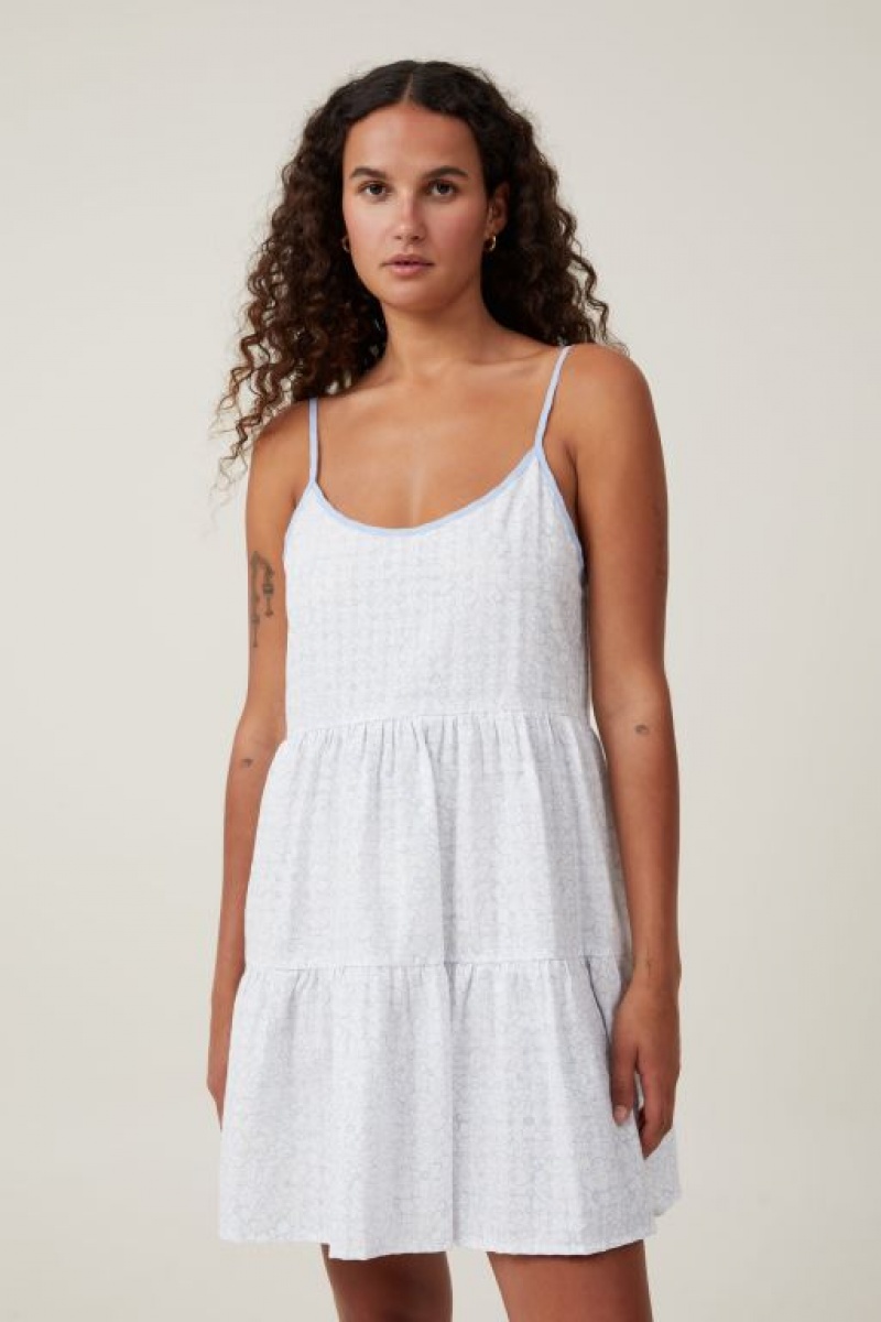 Cotton On Summer Tiered Women\'s Mini Dress Blue | 9KMKBgdDn6k