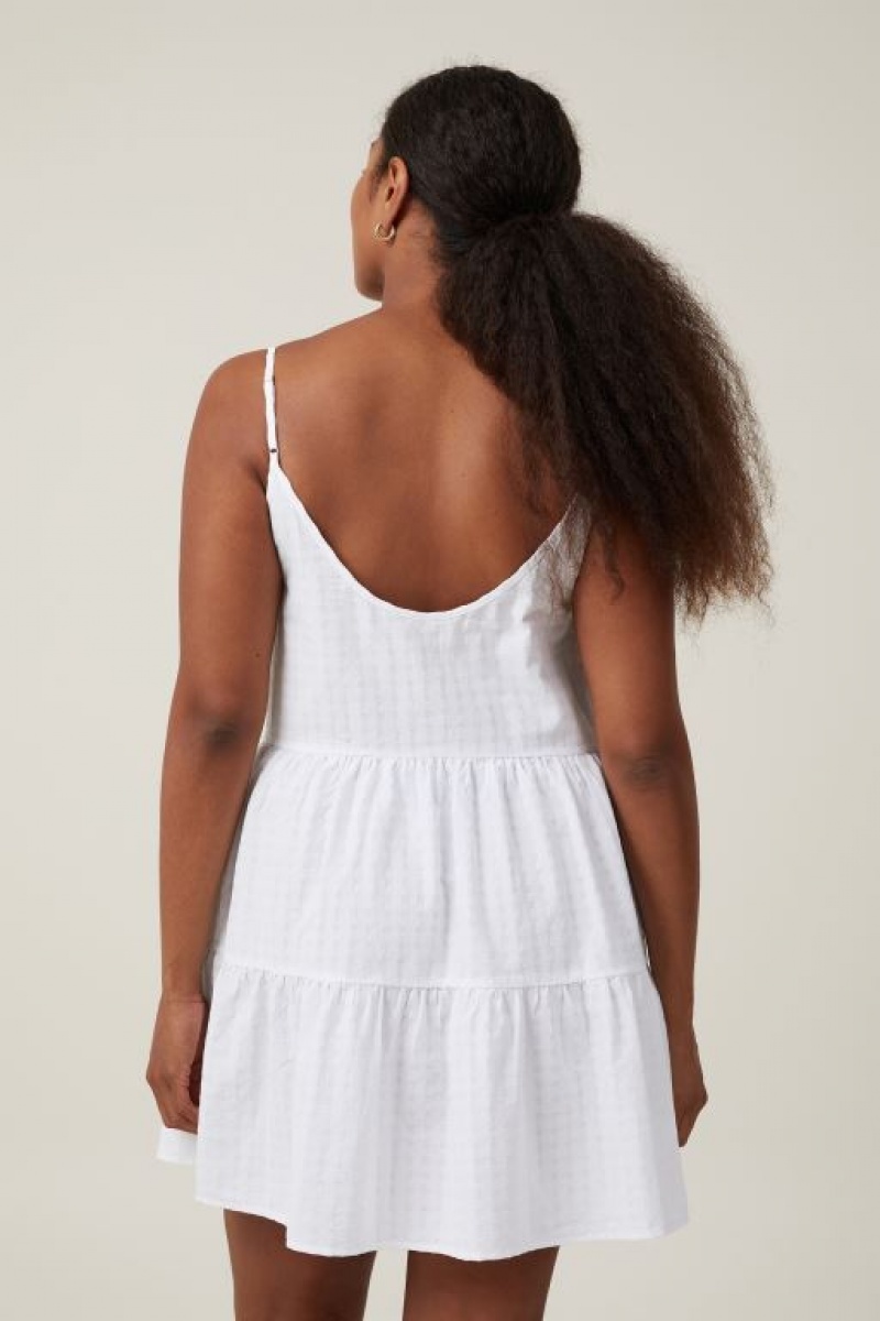 Cotton On Summer Tiered Women's Mini Dress White | LilwVPRQ9R8