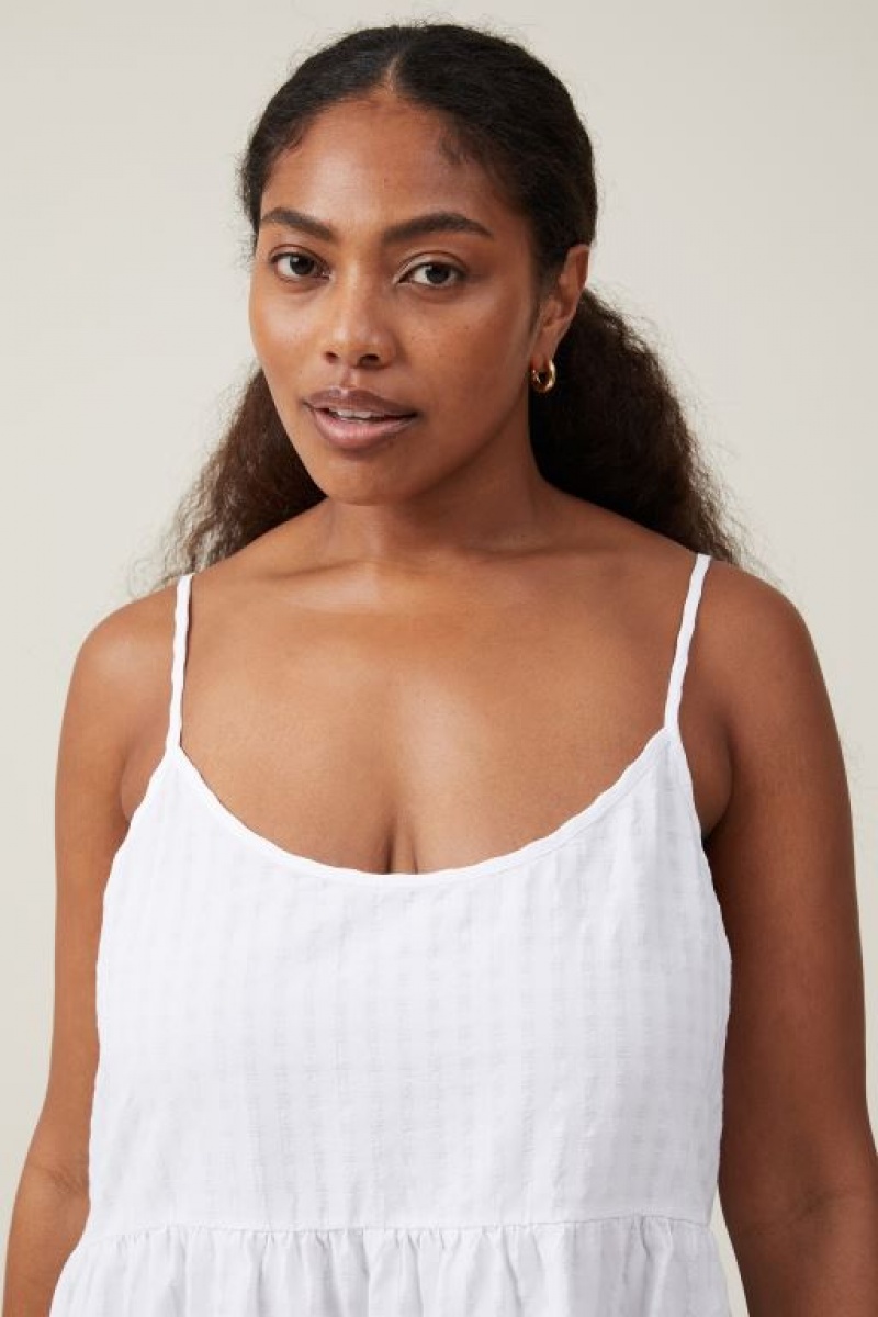 Cotton On Summer Tiered Women's Mini Dress White | LilwVPRQ9R8