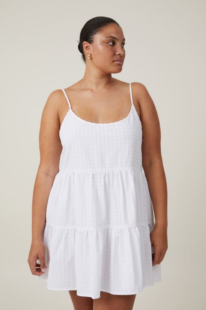 Cotton On Summer Tiered Women's Mini Dress White | LilwVPRQ9R8