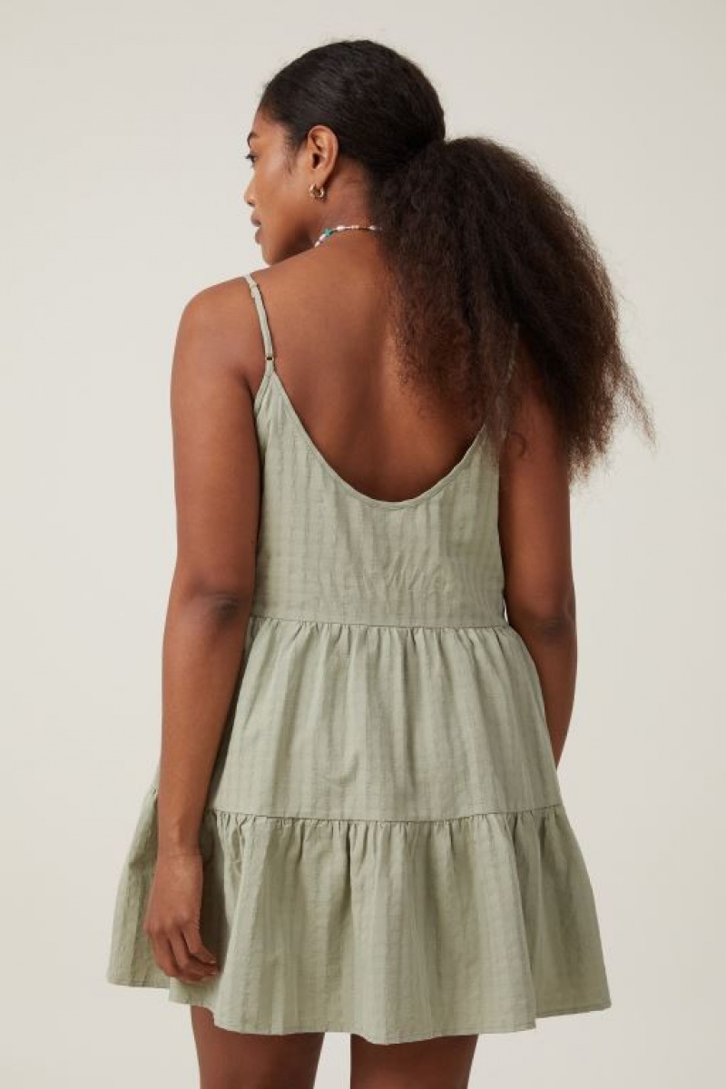 Cotton On Summer Tiered Women's Mini Dress Olive | 0um16g4k0rm