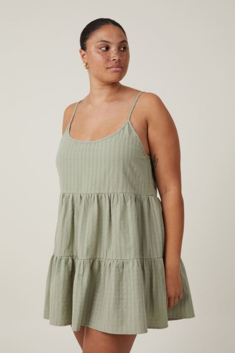 Cotton On Summer Tiered Women's Mini Dress Olive | 0um16g4k0rm