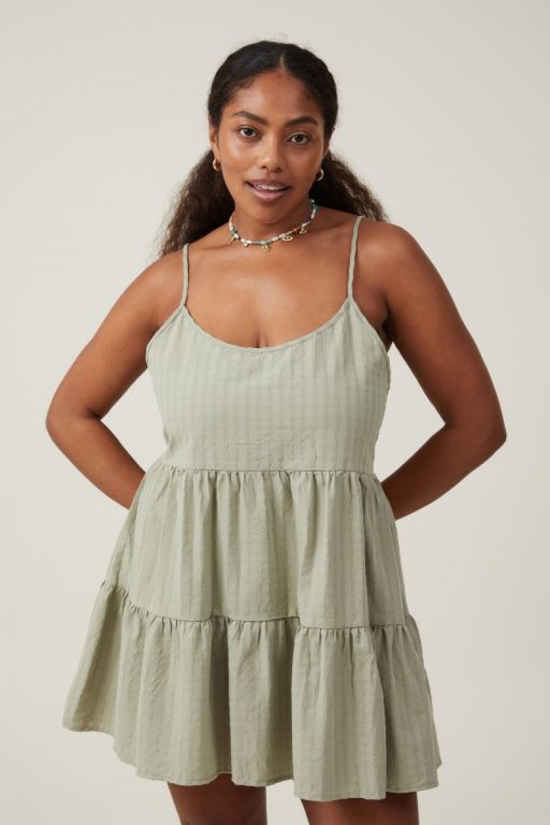 Cotton On Summer Tiered Women\'s Mini Dress Olive | 0um16g4k0rm