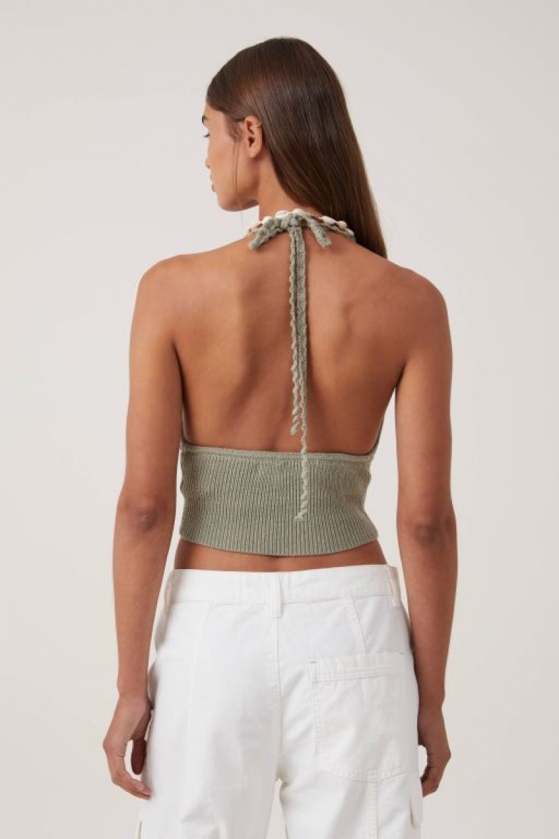 Cotton On Sun Set Halter Women's Knitwear Olive | YInj7rPUMeM
