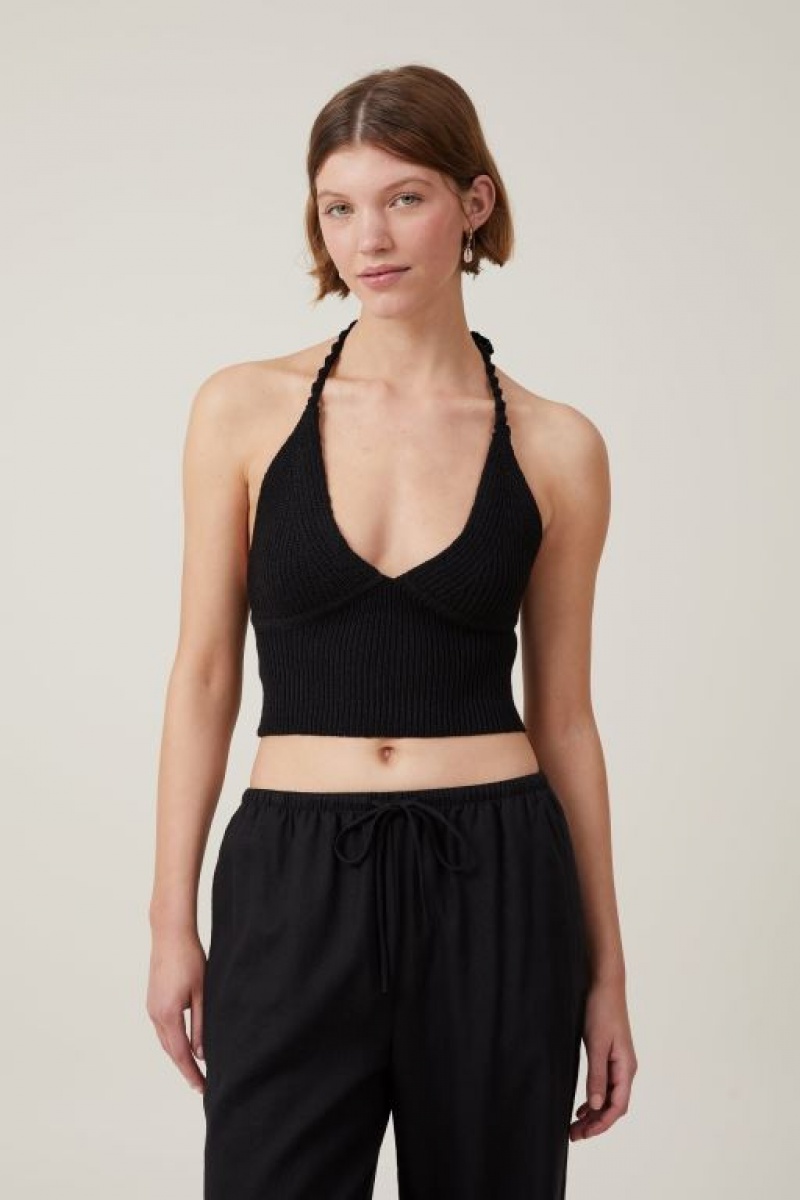 Cotton On Sun Set Halter Women\'s Knitwear Black | rOCrA7hFqIJ
