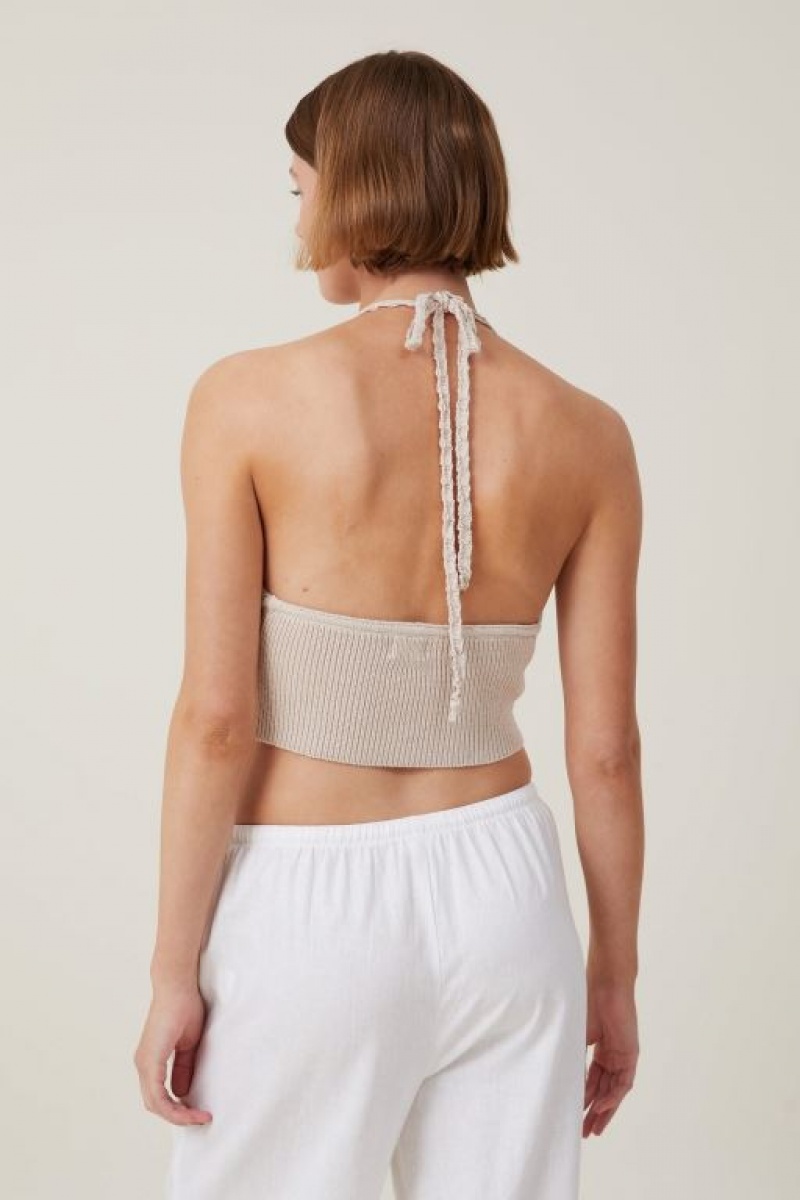 Cotton On Sun Set Halter Women's Knitwear Grey | WHngmKROXVo