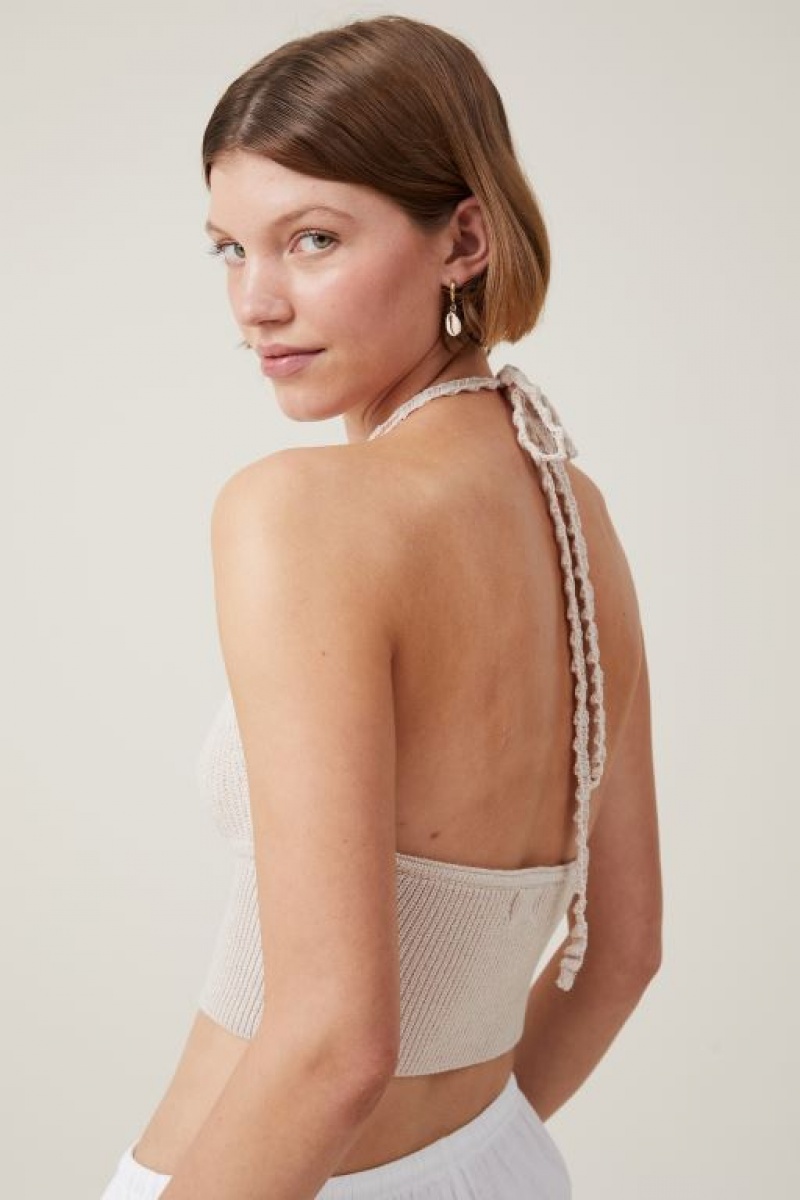 Cotton On Sun Set Halter Women's Knitwear Grey | WHngmKROXVo