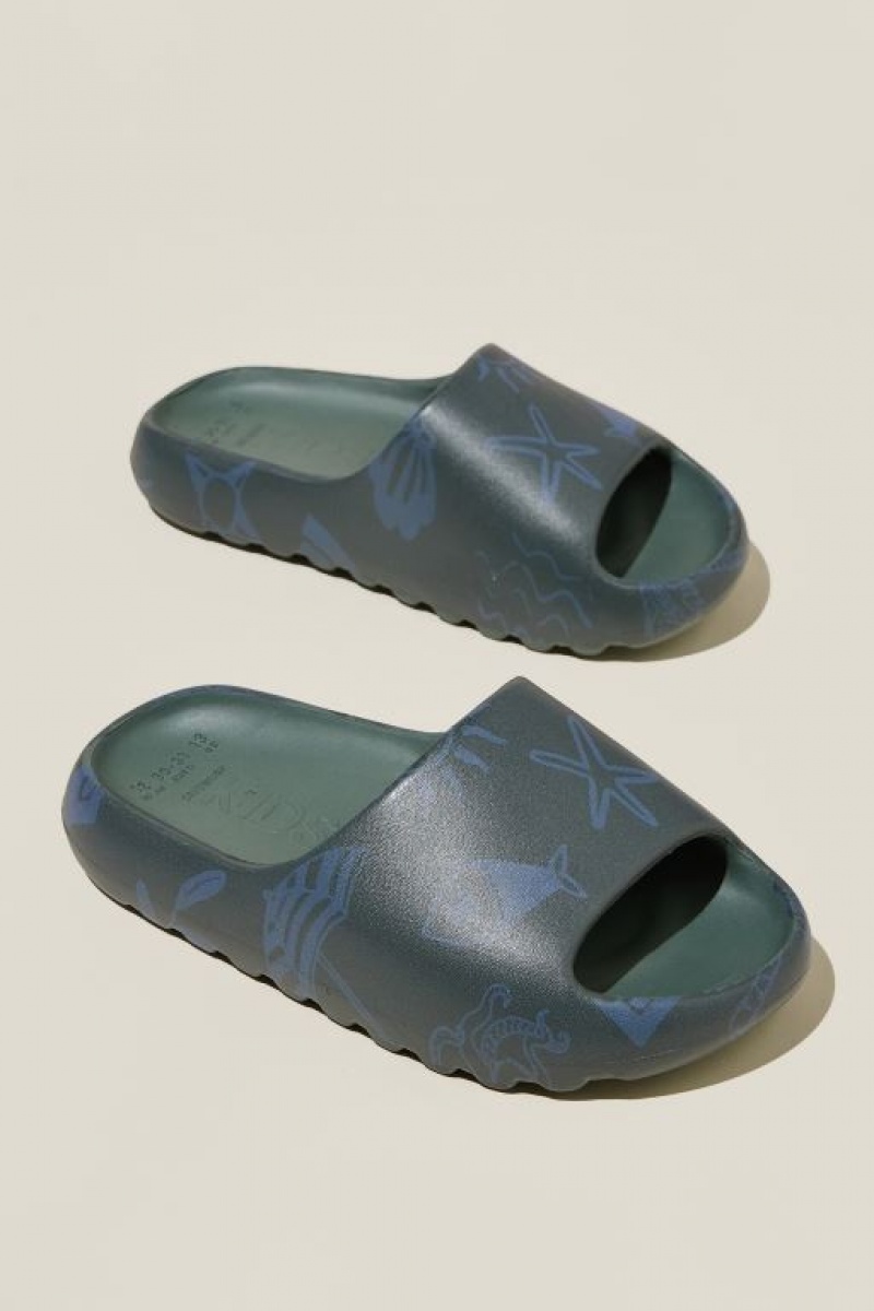 Cotton On Sunny Beach Slide Girls' Sandals Green | CFLdGAKeahD