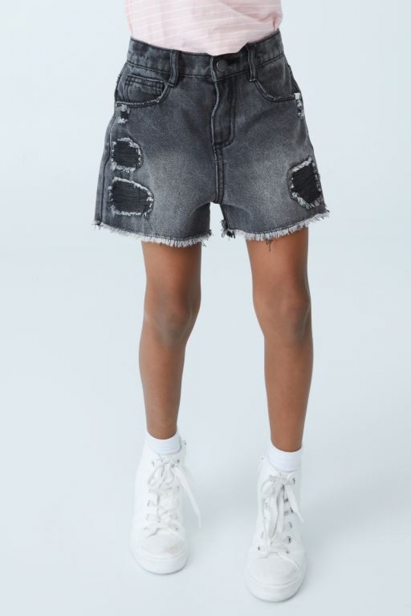 Cotton On Sunny Denim Girls' Shorts Black Wash | Oxx5Ircuvde