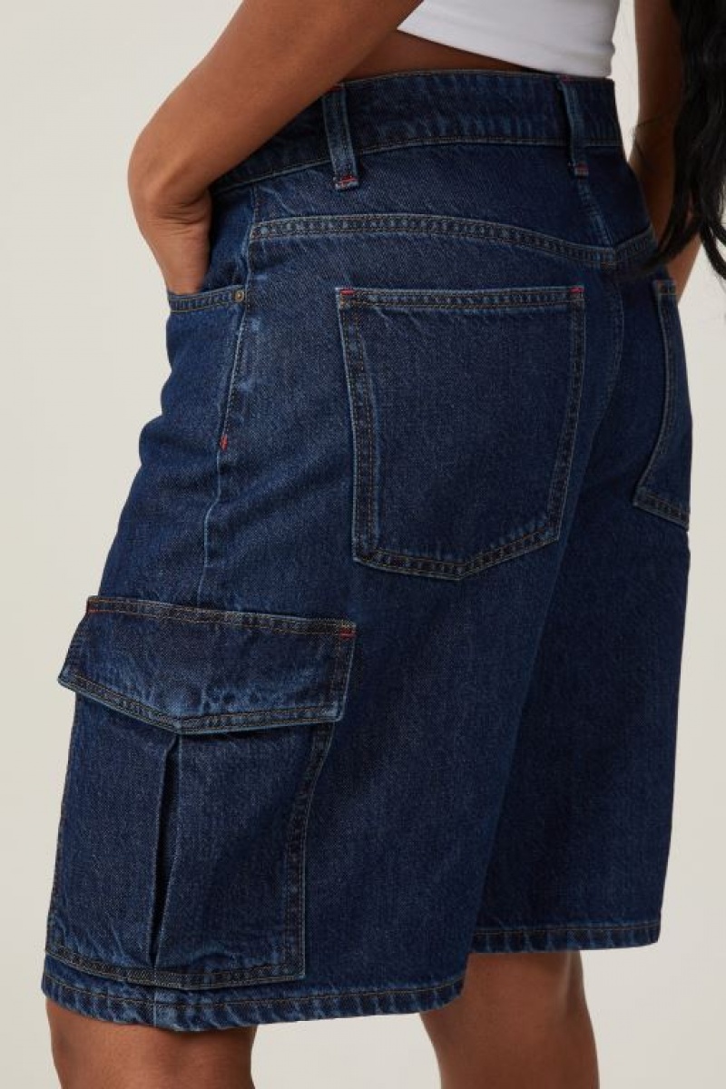 Cotton On Super Baggy Cargo Denim Jort Women's Shorts Blue | 0pwtli5adXz