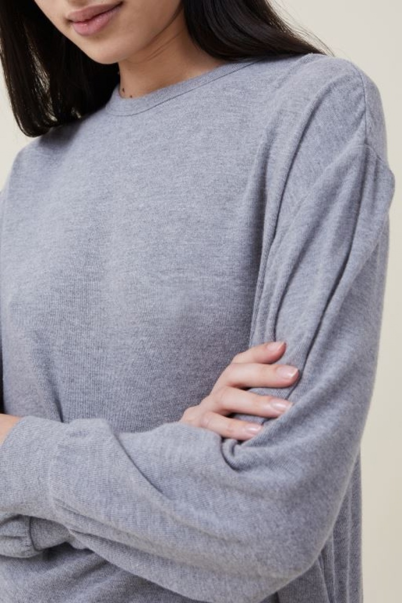 Cotton On Super Soft Long Sleeve Crew Women's Jumpers Grey | vcjRUwabXph
