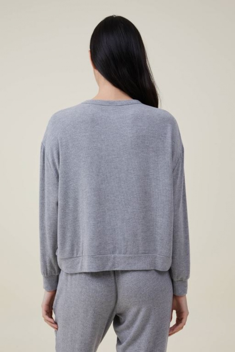 Cotton On Super Soft Long Sleeve Crew Women's Jumpers Grey | vcjRUwabXph