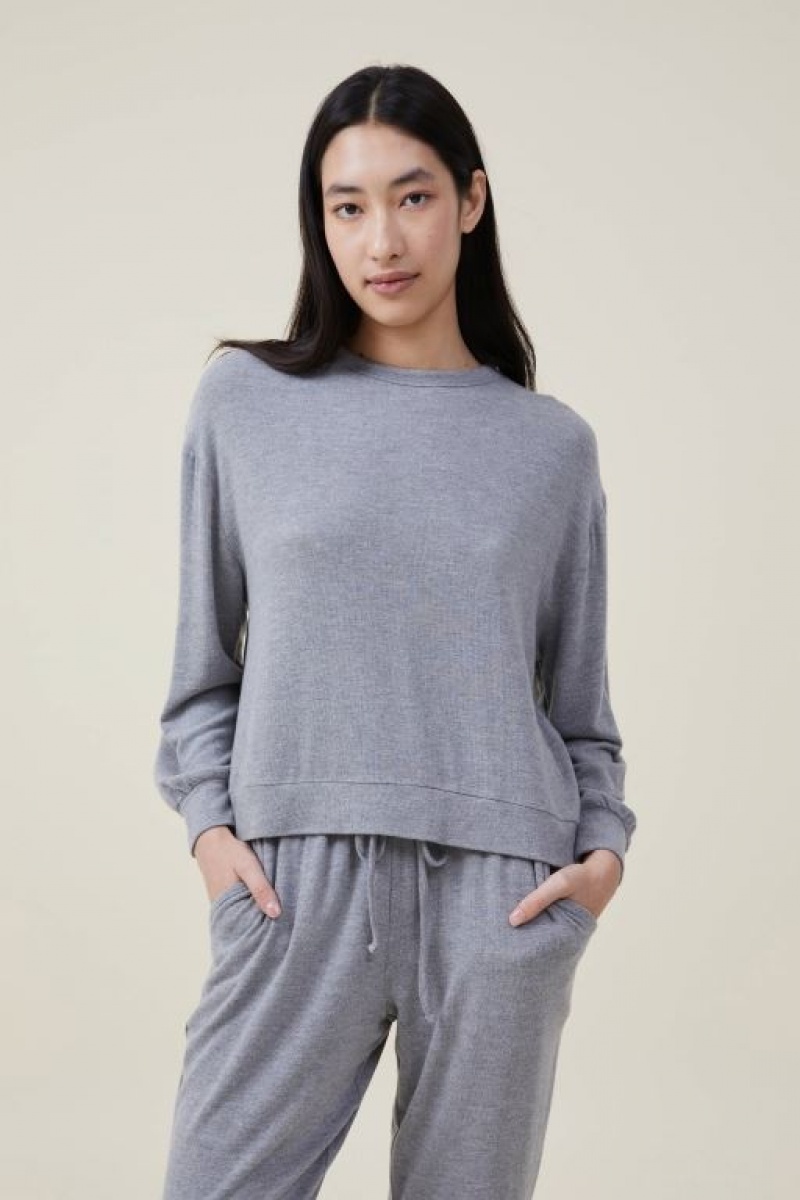 Cotton On Super Soft Long Sleeve Crew Women\'s Jumpers Grey | vcjRUwabXph