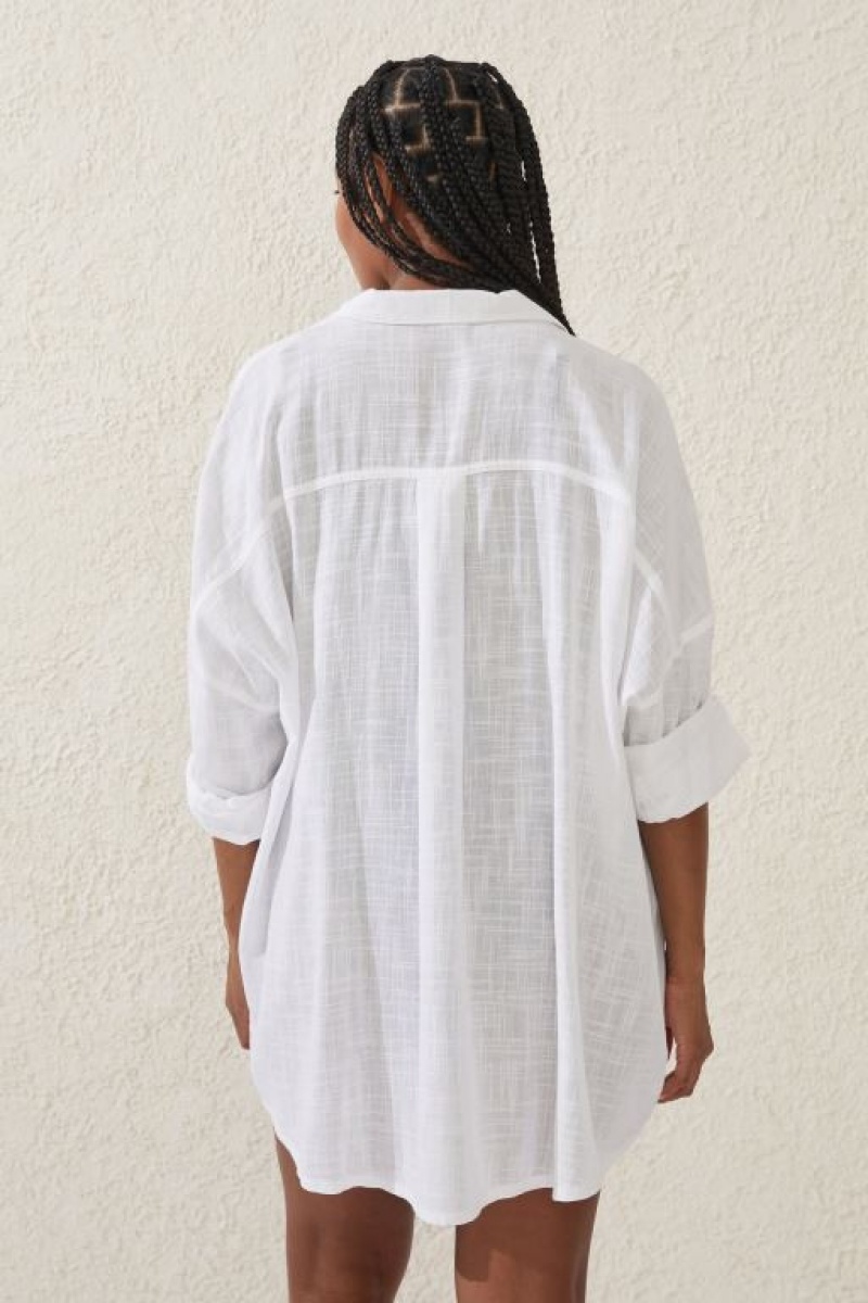 Cotton On Swing Beach Women's Shirts White | 4ZasxFmo1fp