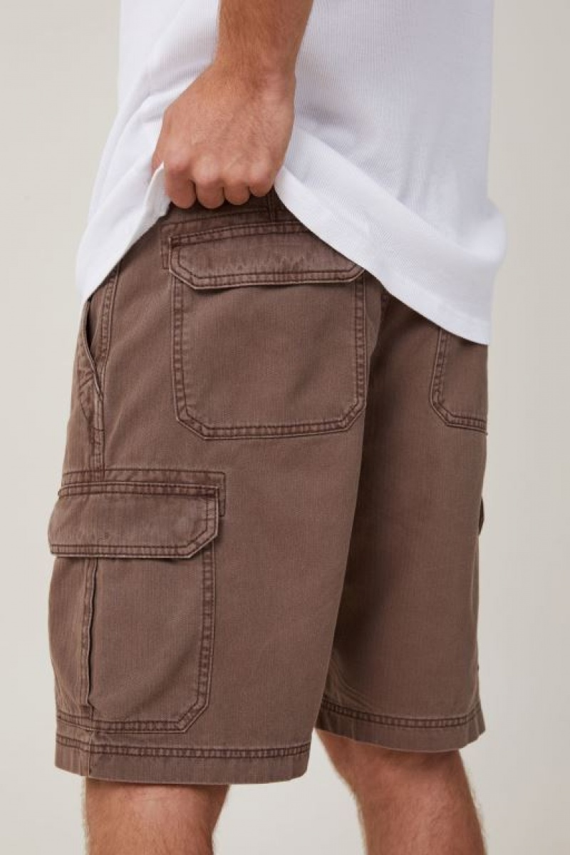 Cotton On Tactical Cargo Men's Shorts Dark Brown | DIHQaJgjgjn