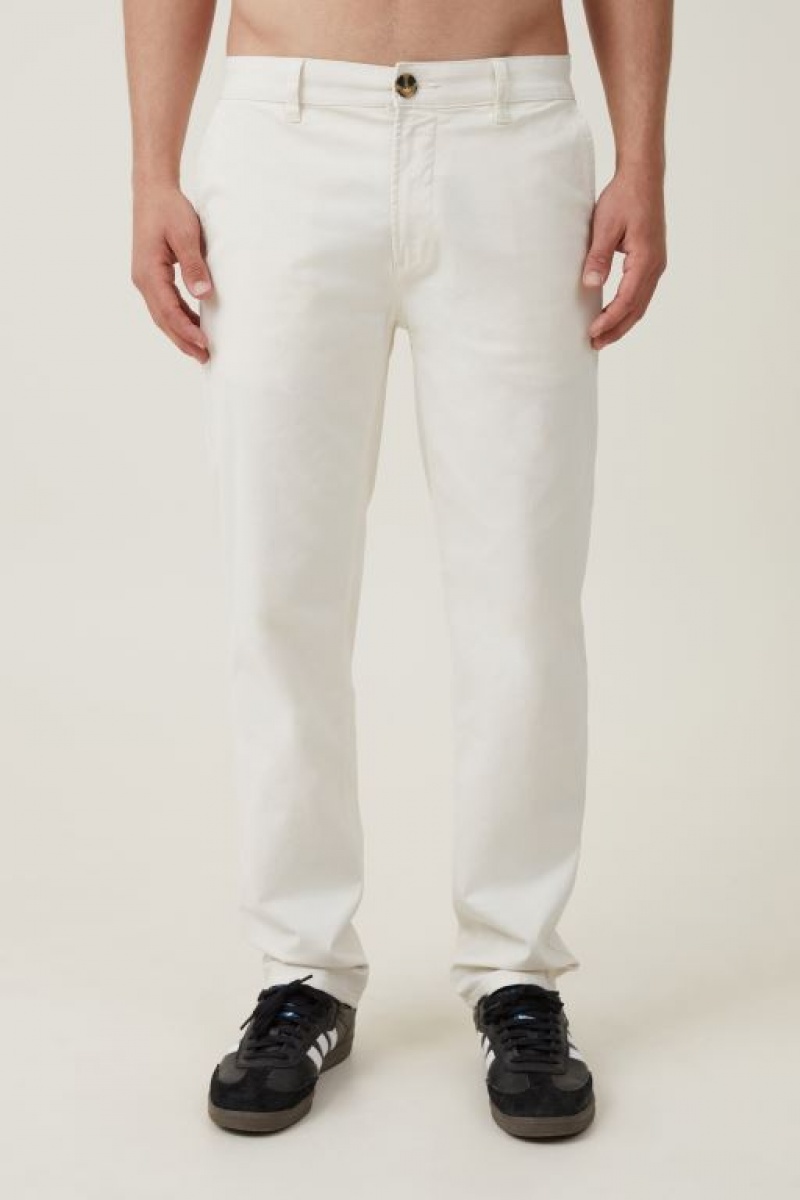 Cotton On Tapered Skinny Chino Men's Pants Ecru | TXO6w8O1UJE