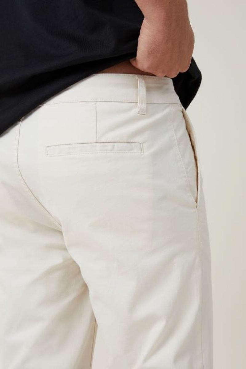 Cotton On Tapered Skinny Chino Men's Pants Ecru | TXO6w8O1UJE