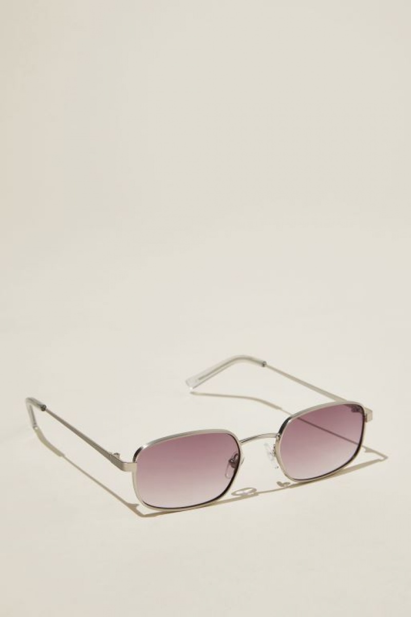 Cotton On Taylor Metal Women's Sunglasses Silver / Purple | dTFYR1TtRNd