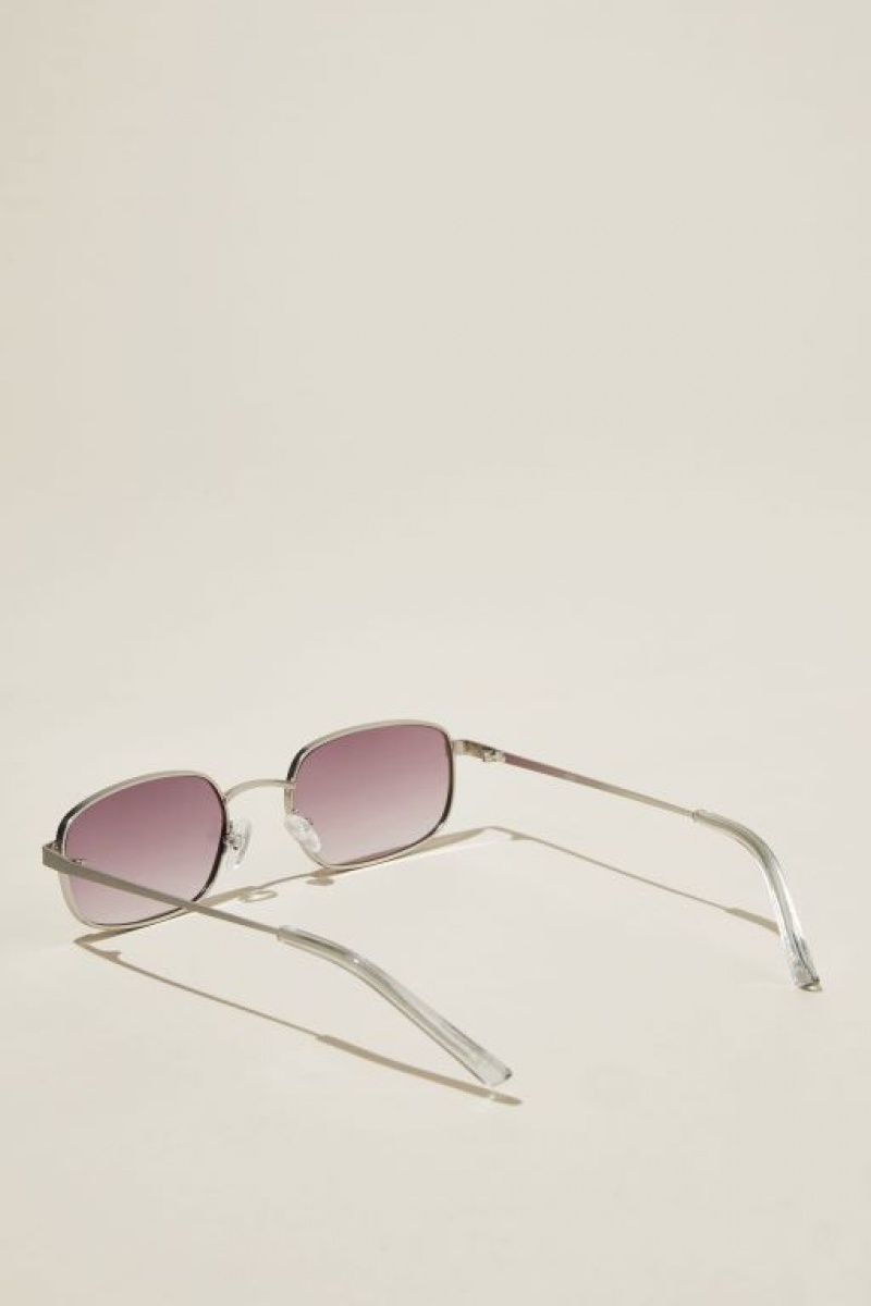 Cotton On Taylor Metal Women's Sunglasses Silver / Purple | dTFYR1TtRNd