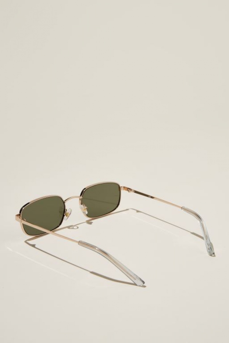 Cotton On Taylor Metal Women's Sunglasses Gold / Dark Green | kjybeEQZRdL