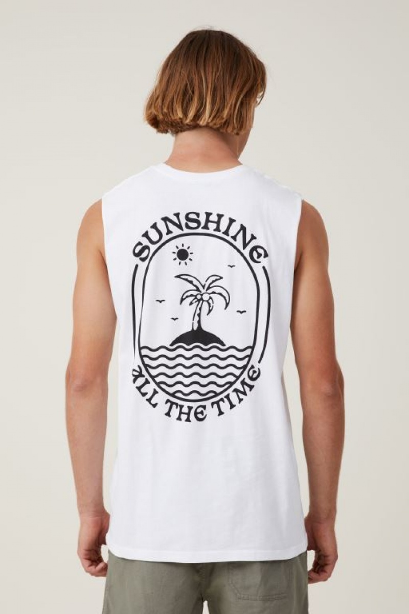 Cotton On Tbar Muscle Men's Graphic T-Shirts White | cOOY1pYJYU4