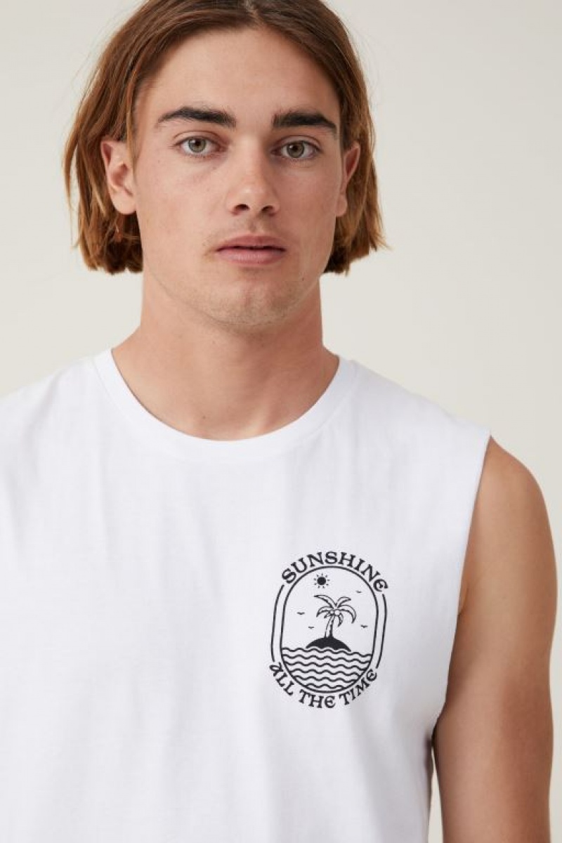 Cotton On Tbar Muscle Men's Graphic T-Shirts White | cOOY1pYJYU4