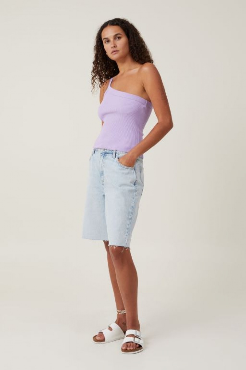 Cotton On The 91 One Shoulder Women's Tanks Purple | nQVTDQrlDCr