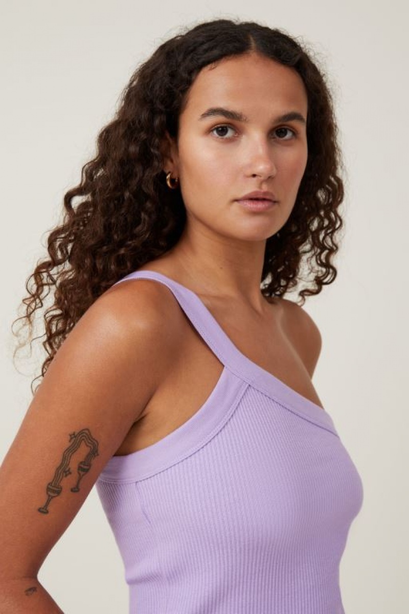 Cotton On The 91 One Shoulder Women's Tanks Purple | nQVTDQrlDCr