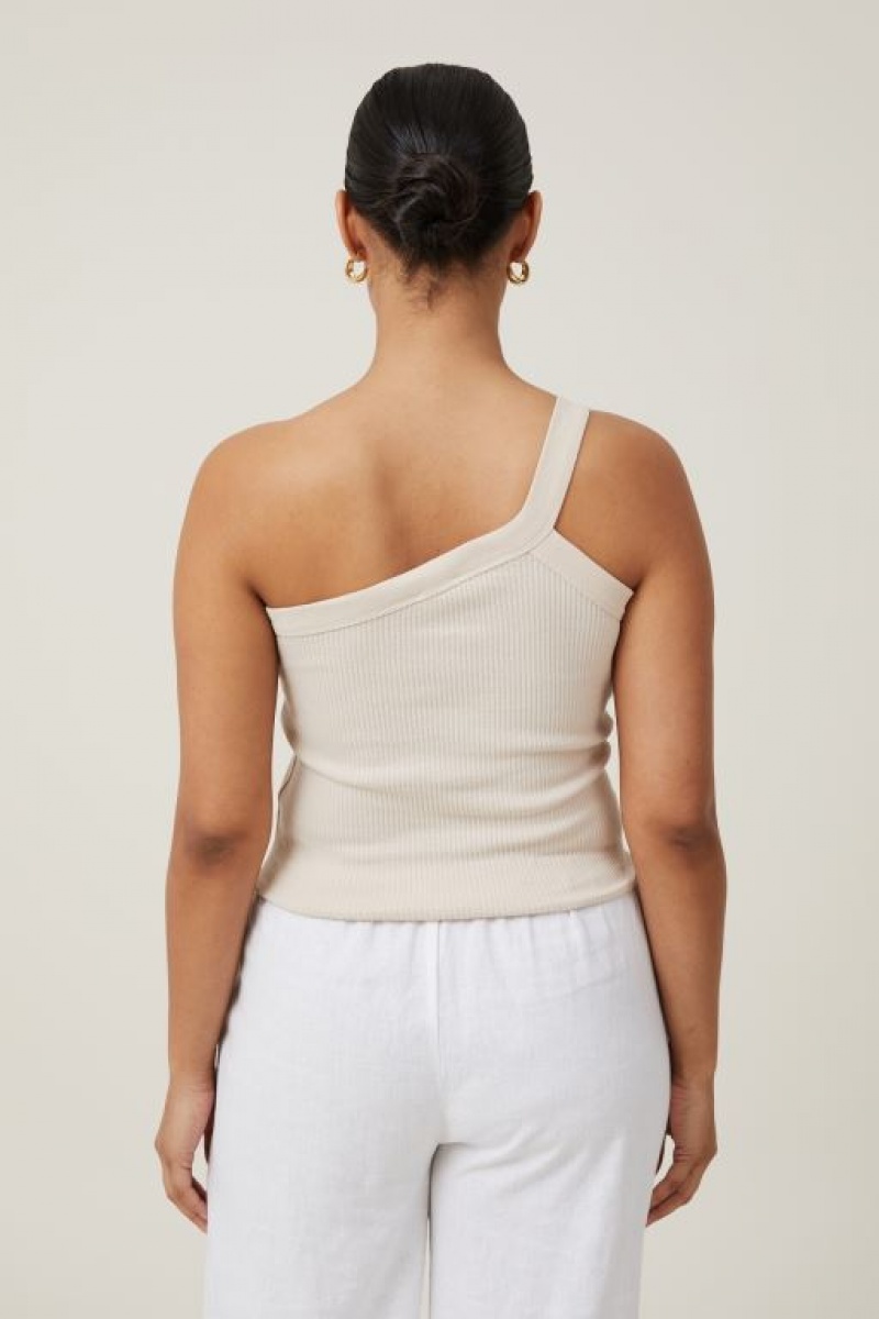 Cotton On The 91 One Shoulder Women's Tanks Grey | HbTV7mvd0RC