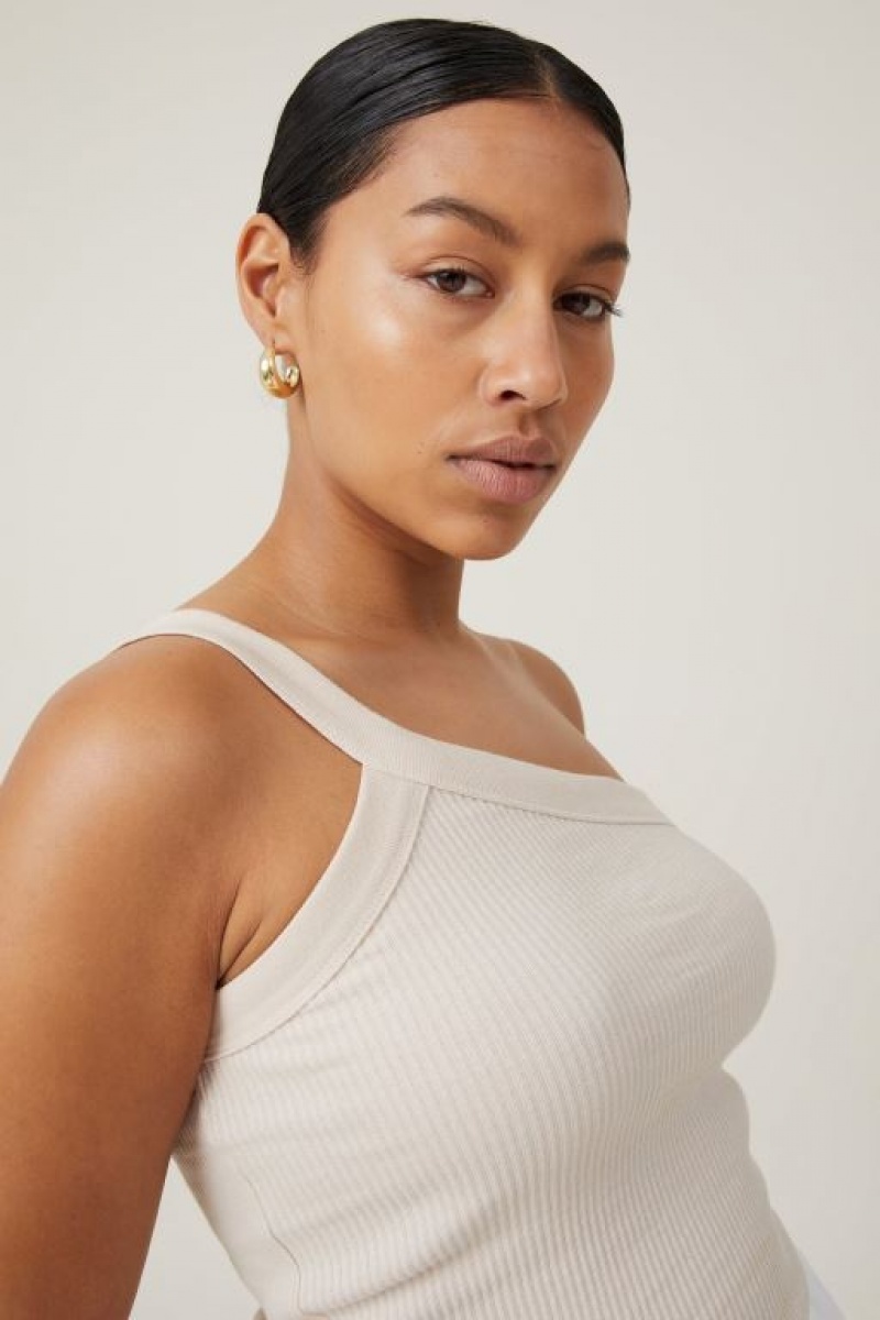 Cotton On The 91 One Shoulder Women's Tanks Grey | HbTV7mvd0RC