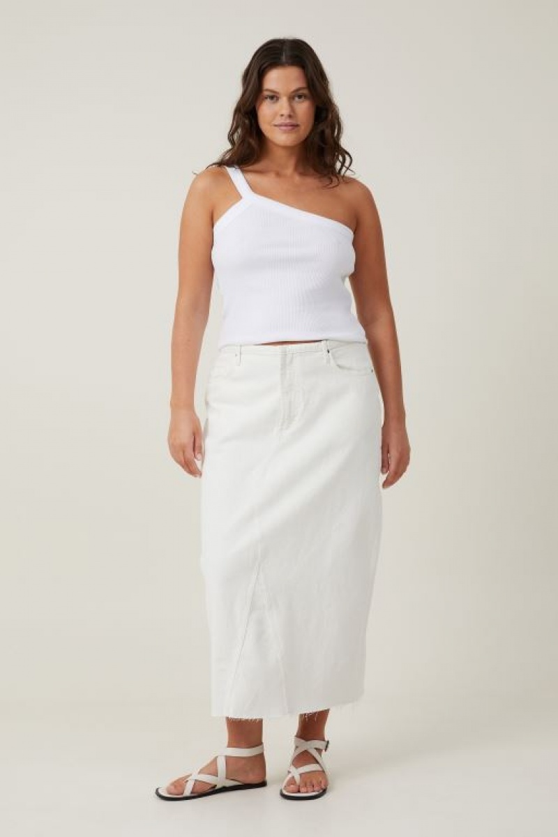 Cotton On The 91 One Shoulder Women's Tanks White | KoF40gYO4bu