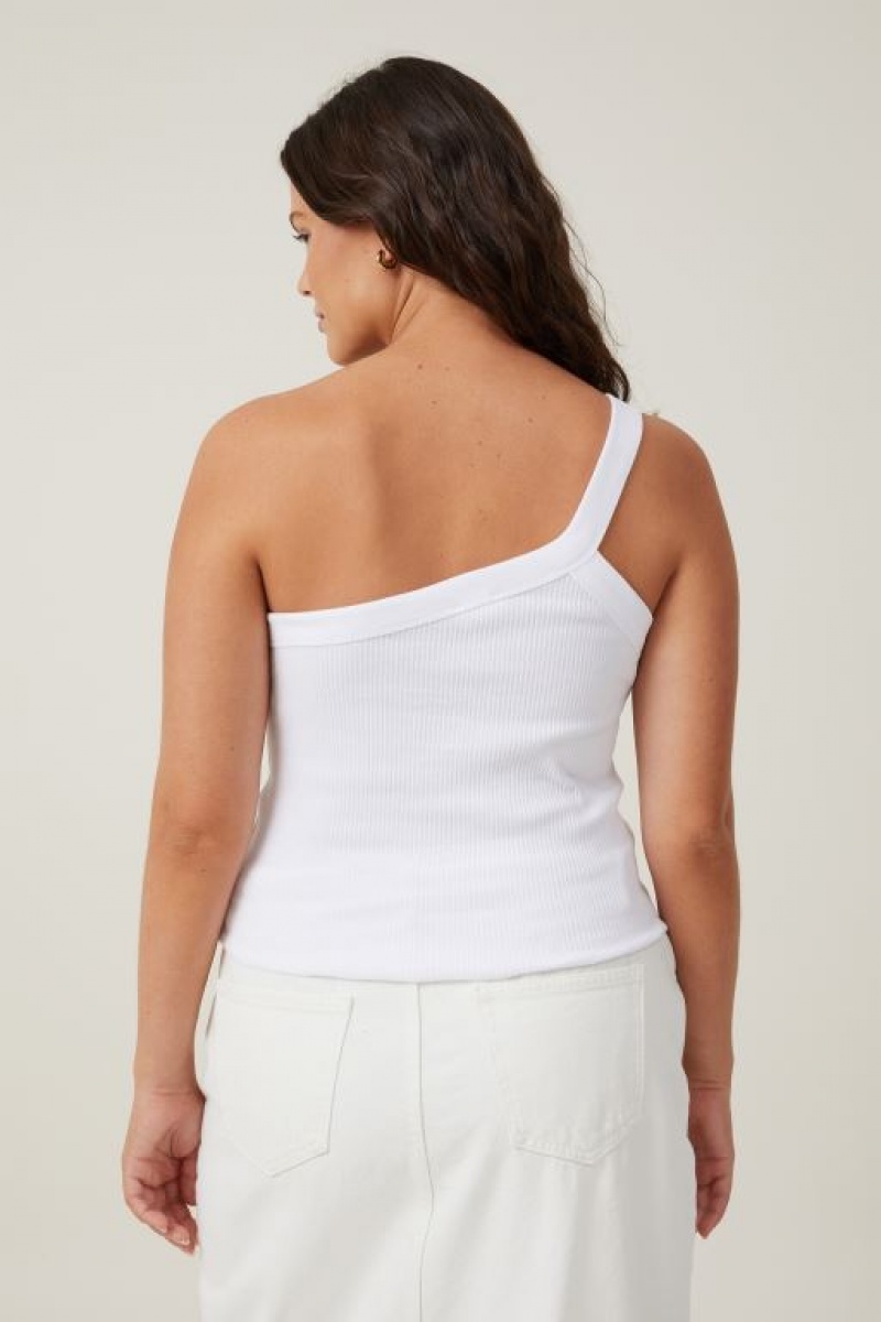 Cotton On The 91 One Shoulder Women's Tanks White | KoF40gYO4bu